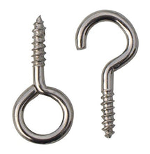Load image into Gallery viewer, CURTAIN NET WIRE SCREW IN FRAME HOOKS &amp; EYES CP CHROME PLATED ( 25 of each )
