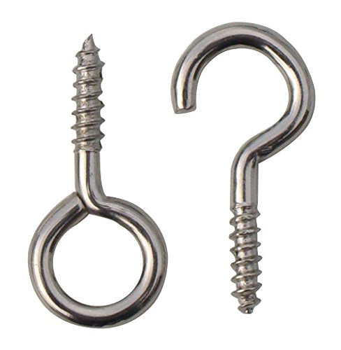 CURTAIN NET WIRE SCREW IN FRAME HOOKS & EYES CP CHROME PLATED ( 25 of each )
