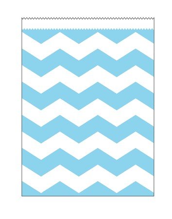 Club Pack of 120 Pastel Blue and White Chevron Striped Large Decorative Paper Party Treat Bags 8.75