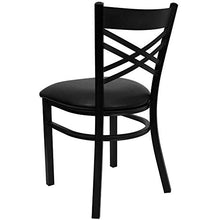 Load image into Gallery viewer, Flash Furniture 4 Pack HERCULES Series Black &#39;&#39;X&#39;&#39; Back Metal Restaurant Chair - Black Vinyl Seat

