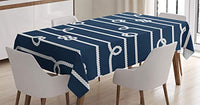 Ambesonne Navy Blue Tablecloth, Horizontal Marine Knots Undone Bowline Sailor Sailing Theme Summer Sun Print, Rectangular Table Cover for Dining Room Kitchen Decor, 60