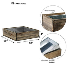 Load image into Gallery viewer, CYS EXCEL Wood Square Planter Box with Removable Zinc Metal Liner (H:4&quot; Open:12&quot;x12&quot;) | Multiple Size Choices Wooden Planters | Indoor Decorative Flower Box
