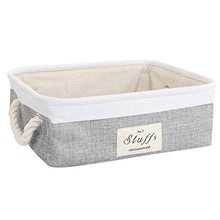 Load image into Gallery viewer, uxcell Storage Baskets with Cotton Handles Foldable Storage Toy Bins Laundry Clothes Towel Box Organizer W Drawstring Closure for Home Shelves Closet Gray 14.6&quot; x 10.2&quot; x 4.7&quot;

