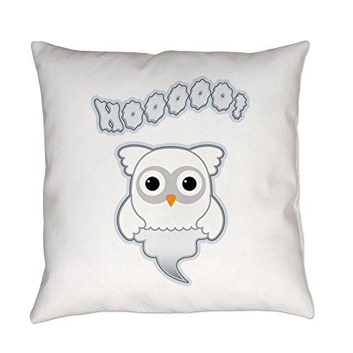 Truly Teague Burlap Suede or Woven Throw Pillow Spooky Little Ghost Owl - Woven, 18 Inch