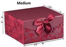 Load image into Gallery viewer, Burgundy Small Swirl Nesting Elegant Christmas Gift Boxes - Set of 3 - With Bows and Magnetic Closure for Party Wedding Gifts
