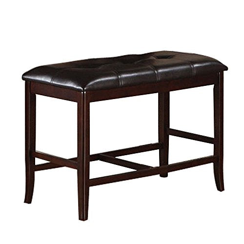 Poundex Counter Height Dining Bench in Deep Brown Finish