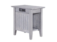 Atlantic Furniture Nantucket Chair Side Table with Charging Station, Driftwood