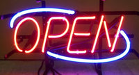 Neonetics 5OPENN Red Open Neon Sign with Blue Border