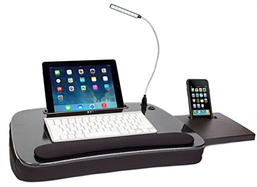 Sofia + Sam Multi Tasking Memory Foam Lap Desk with USB Light (Black Top) - Supports Laptops Up to 15 Inches