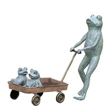 Load image into Gallery viewer, SPI Frog Family with Wagon Planter Aluminum Garden Sculpture
