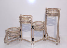 Load image into Gallery viewer, 4 Tier Natural Rattan Wicker Plant Flower Stand White Wash

