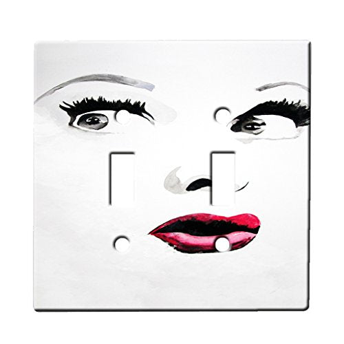 Red Lips Whos That - Decor Double Switch Plate Cover Metal