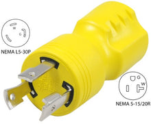 Load image into Gallery viewer, Conntek 30126 L5-30P to 5-15/20R Plug Adapter
