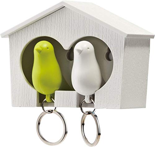 Duo Sparrow Keychain - 1 x White & 1 x Green