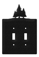 SWEN Products Pine Trees Wall Plate Cover (Double Switch, Black)