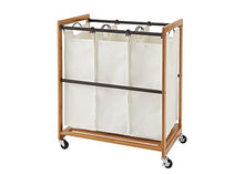Load image into Gallery viewer, TRINITY TBFPBR-2102 3-Bag Bamboo Laundry Cart, Bronze
