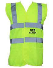 Load image into Gallery viewer, Fire Warden, Printed Hi-Vis Vest Waistcoat - Yellow/Black L
