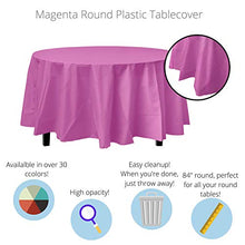 Load image into Gallery viewer, 12-Pack Premium Plastic Tablecloth 84in. Round Table Cover - Magenta
