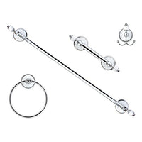 MODONA Four Piece Bathroom Accessories Set, Includes 24? Towel Bar, Robe Hook, Towel Ring, and Toilet Paper Holder ?? White Porcelain & Chrome - Arora Series - 5 Year Warrantee