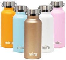 Load image into Gallery viewer, Mira Alpine Water Bottle With 2 Lids, Vacuum Insulated 18/8 Stainless Steel Flask, Durable Shiny Fin
