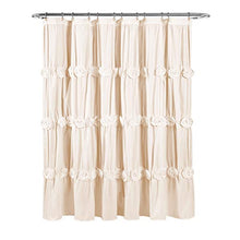 Load image into Gallery viewer, Lush Decor, Ivory Darla Ruched Floral Bathroom Shower Curtain, x 72
