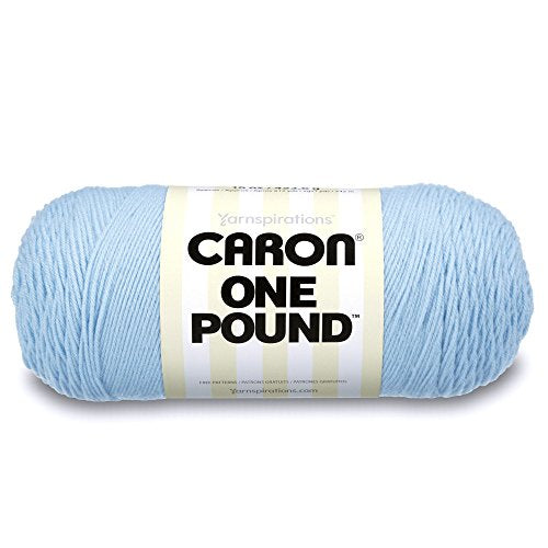 Caron  One Pound Solids Yarn - (4) Medium Gauge 100% Acrylic - 16 oz -  Sky Blue- For Crochet, Knitting & Crafting