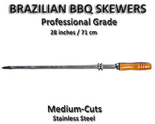 Load image into Gallery viewer, Medium Cuts - Set of 4 Brazilian Skewers for BBQ 28&quot; - Professional Grade
