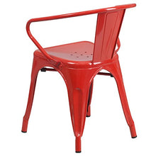 Load image into Gallery viewer, Flash Furniture 4 Pk. Red Metal Indoor-Outdoor Chair with Arms,
