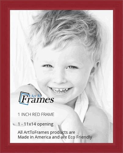 ArtToFrames 11x14 inch Red Stain on Red Oak Wood Picture Frame, WOM0066-60823-YRED-11x14