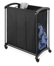 Load image into Gallery viewer, Whitmor 3 Section Laundry Sorter with Wheels - Black
