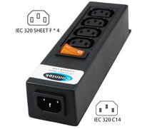 Load image into Gallery viewer, Conntek 55705 Power Strip 250 Volt 7-1/2-Inch Housing IEC C14 Inlet to 4 IEC 60320 C13 Receptacles Sheet F Computer/Server
