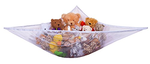 Jumbo Toy Hammock - Organize Stuffed Animals or Children's Toys with The mesh Hammock. Looks Great with Any dcor While neatly organizing Kids Toys and Stuffed Animals. Expands to 5.5 feet - White