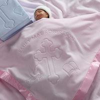 Custom Catch Personalized Baptism Baby Blanket Gift   Girl Name For Christening (Pink, 1 Text Line)