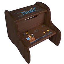 Load image into Gallery viewer, Personalized Noahs Ark Espresso Two Step Stool
