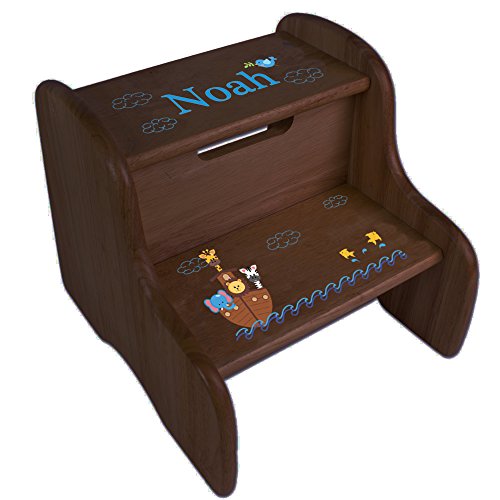 Personalized Noahs Ark Espresso Two Step Stool