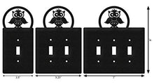 Load image into Gallery viewer, SWEN Products Owl Metal Wall Plate Cover (Double Outlet, Black)
