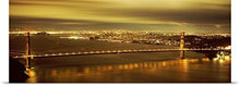 Load image into Gallery viewer, GREATBIGCANVAS 118909_13_90x30_None Entitled Suspension Bridge lit up at Dusk, Golden Gate Bridge, San Francisco, California, Poster Print, 90&quot; x 30&quot;, Multicolor
