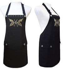 Load image into Gallery viewer, Trendy Salon Aprons Polyurethane Waterproof Hair Stylist Apron, Butterfly Scissors (Silver)
