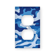 Load image into Gallery viewer, Blue Camouflage - AC Outlet Decor Wall Plate Cover Metal
