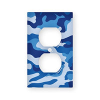 Blue Camouflage - AC Outlet Decor Wall Plate Cover Metal