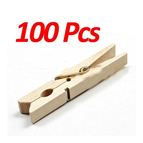 100 Pcs Wood Clothespins Wooden Laundry Clothes Pins Large Spring Regular Size