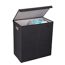 Load image into Gallery viewer, Household Essentials 5618 Double Hamper Laundry Sorter with Magnetic Lid Closure - Black

