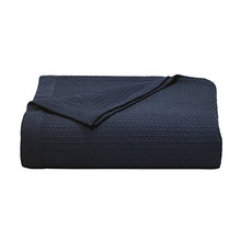 Load image into Gallery viewer, Nautica Home | Baird Collection 100% Cotton Signature Diamond Weave Pattern Cozy Blanket, Soft and Durable for All Seasons, Easy Care Machine Washable, Twin, Navy

