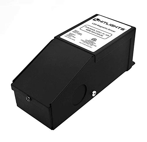 HitLights 40 Watt Dimmable LED Driver, 12V Magnetic Power Supply - 110V AC - 12V DC LED Transformer. Compatible with Lutron and Leviton for LED Strip Lights, Constant Voltage LED Products
