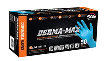 Load image into Gallery viewer, SAS Safety 6610-40 Derma-Max Powder Free Exam Grade Disposable Nitrile 8 Mil Gloves, Double-Extra Large, 50 Gloves by Weight, Blue
