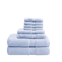800GSM 100% Cotton Luxury Turkish Bathroom Towels , Highly Absorbent Long Oversized Linen Cotton Bath Towel Set, 8-Piece Include 2 Bath Towels, 2 Hand Towels & 4 Wash Towels , Light Blue