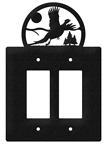 SWEN Products Pheasant Metal Wall Plate Cover (Double Rocker, Black)