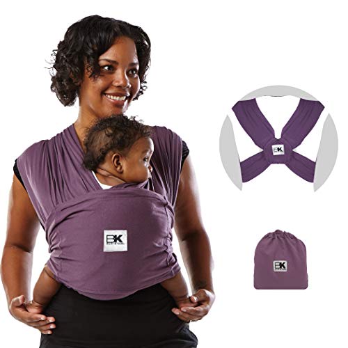Baby K'tan Original Baby Wrap Carrier, Infant and Child Sling - Simple Pre-Wrapped Holder for Babywearing - No Tying or Rings - Carry Newborn up to 35 lbs, Eggplant, Women 2-4 (X-Small), Men up to 36