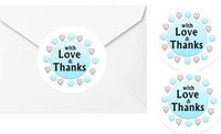 90ct Cakesupplyshop Item#665- Thank you (with Love and Thanks) Stickers -Aqua Blue