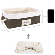 Load image into Gallery viewer, uxcell Storage Baskets with Cotton Handles Foldable Storage Bins Laundry Clothes Towel Box Organizer W Drawstring Closure for Home Shelves Closet Coffee Color 14.6&quot; x 10.2&quot; x 4.7&quot;
